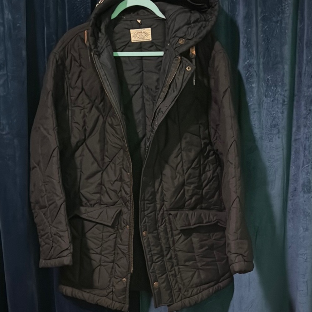 Vintage Giorgio Armani Barbour Black Quilted Jacket with Hood